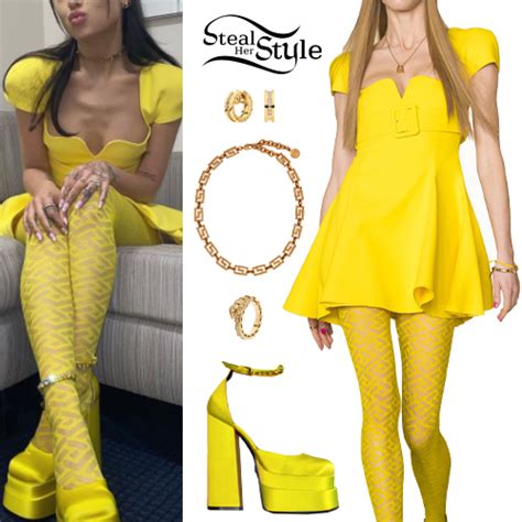 ariana grande yellow versace|Ariana Grande yellow Versace outfit.